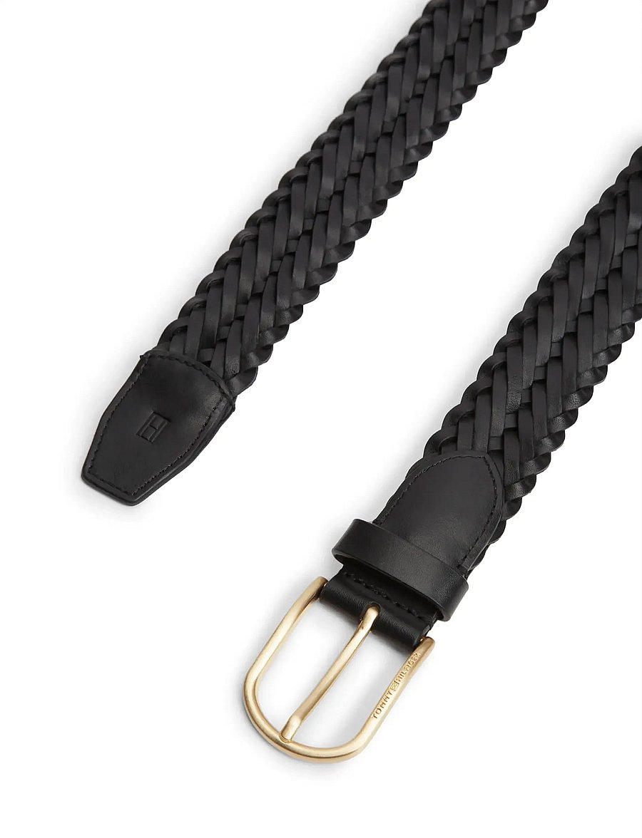 Tommy Hilfiger - TH ARCHIVE WOVEN LEATHER - punutud vööd - black - 2