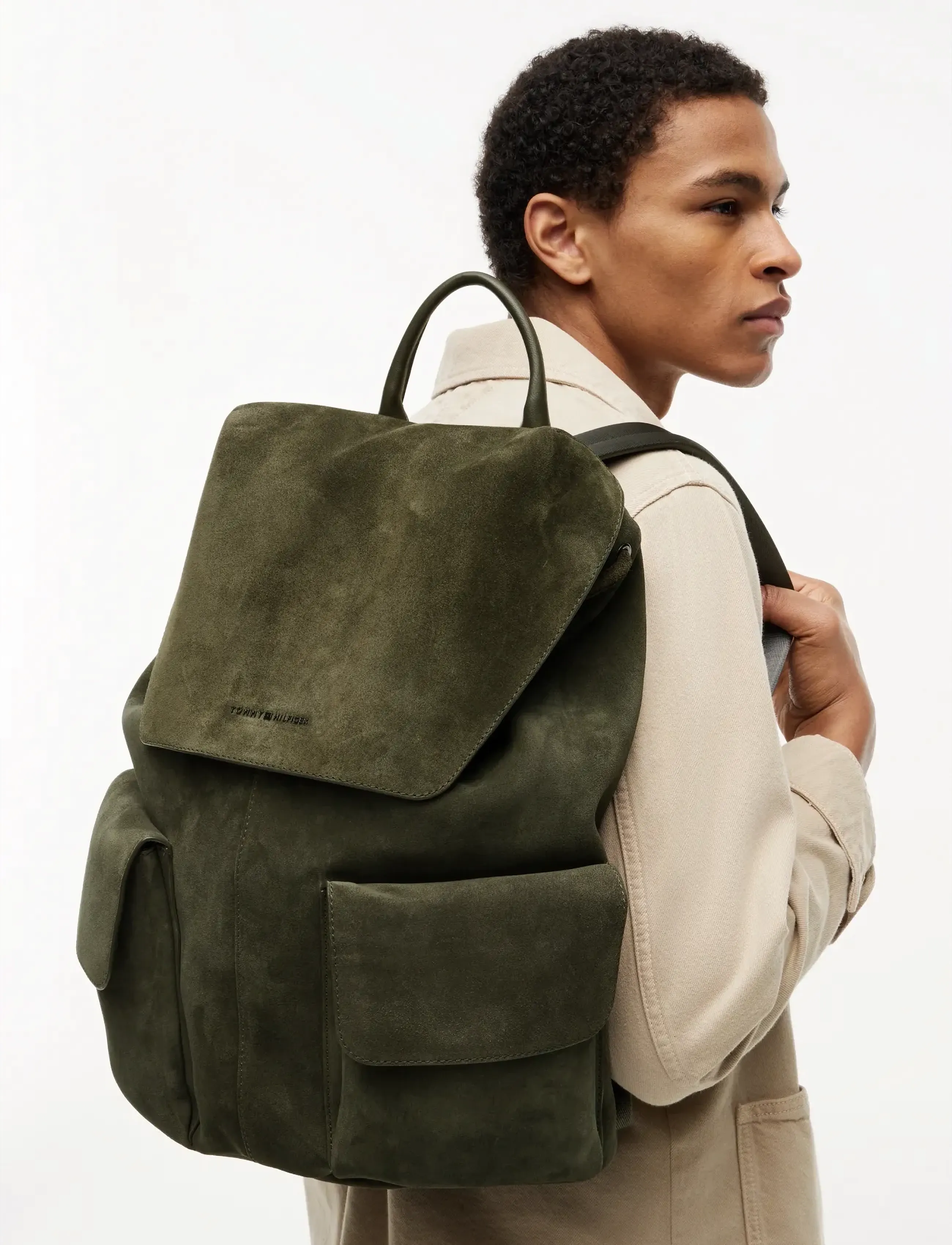 Tommy Hilfiger Th Soft Suede Backpack, One Size, Bags, Khakigrün - Backpacks, Männerswear