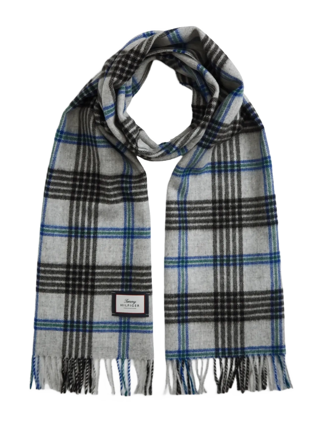 Tommy Hilfiger TH WOOL CHECK SCARF - Tørklæder - LIGHT GREY HTR CHECK / grey