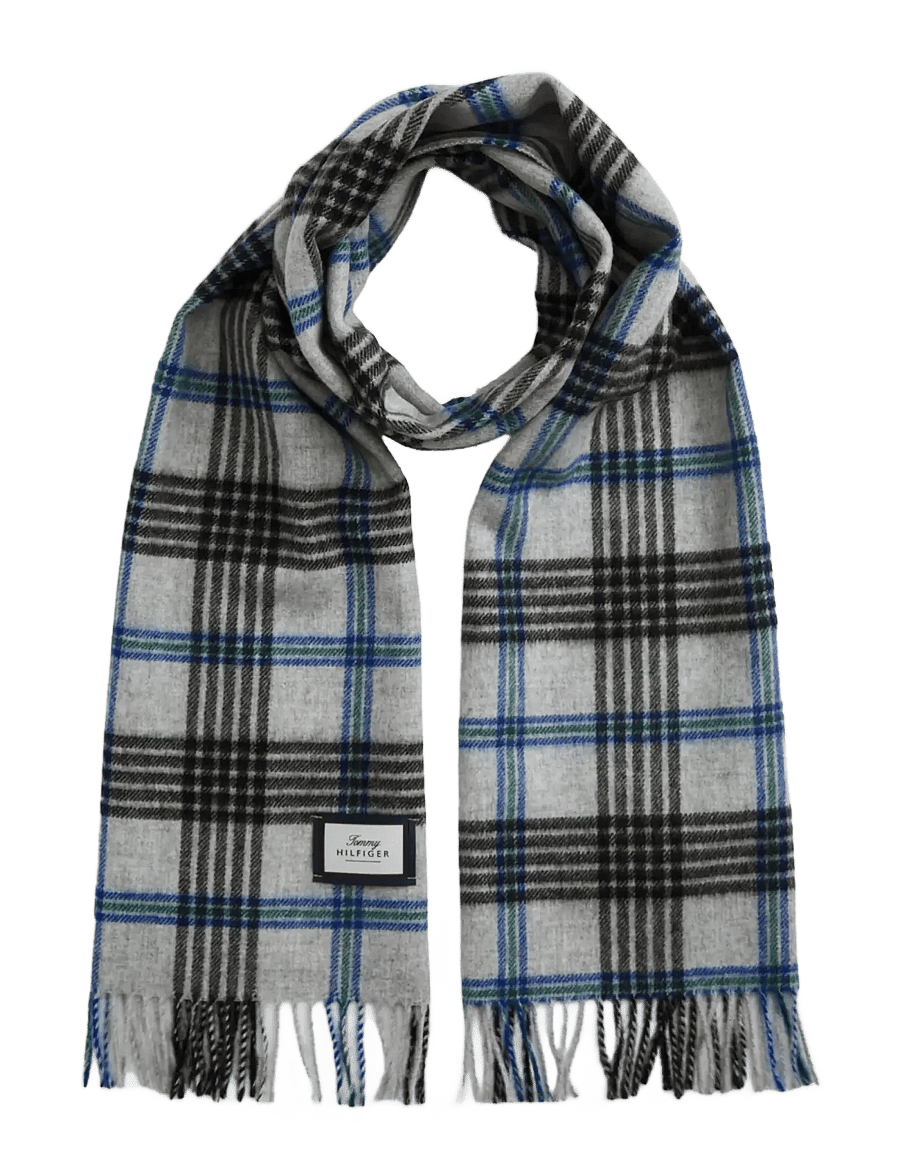 Tommy Hilfiger - TH WOOL CHECK SCARF - halstørklæder - light grey htr check - 1