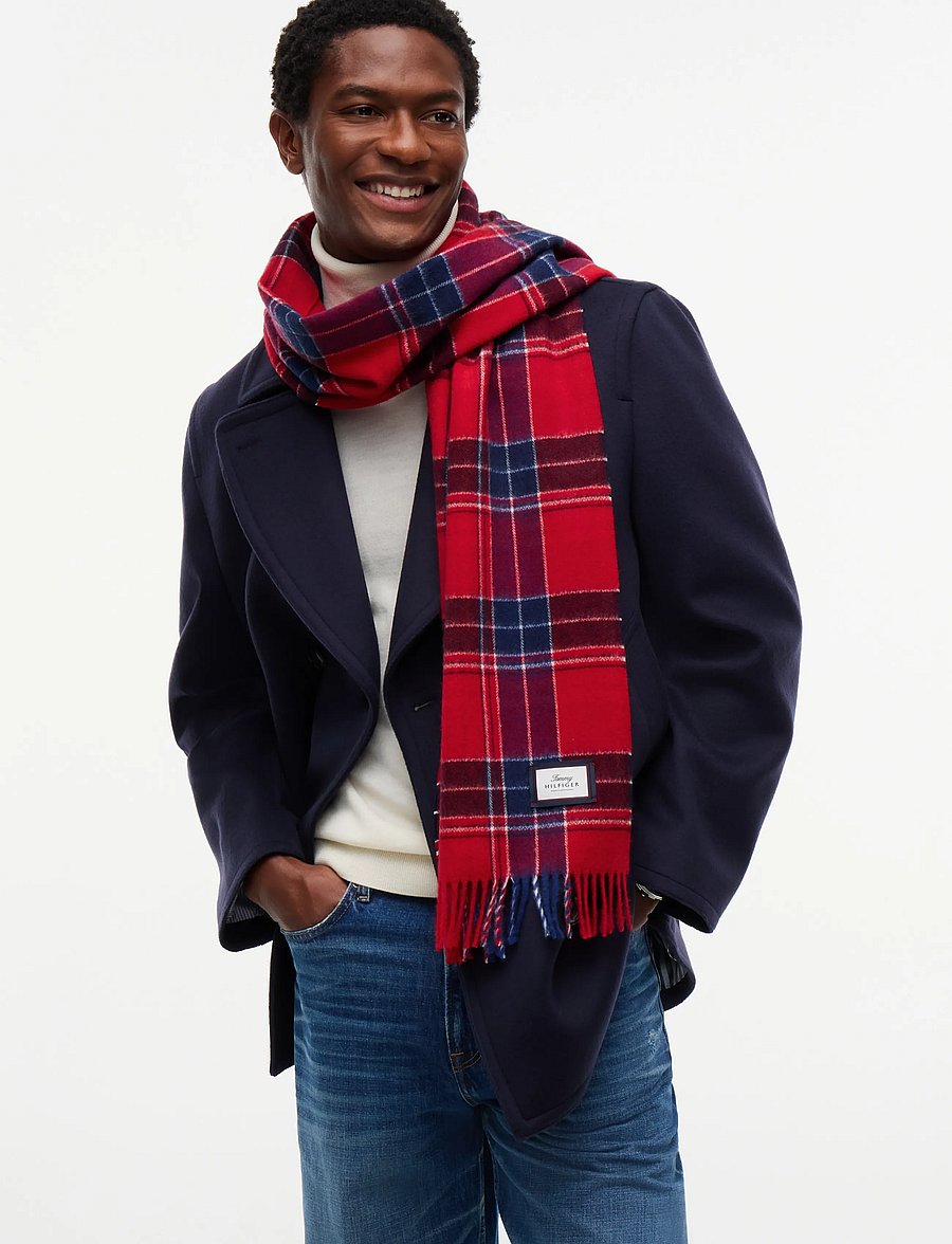 Tommy Hilfiger - TH WOOL CHECK SCARF - winter scarves - medium red check - 0
