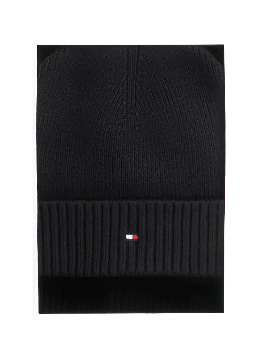 Tommy Hilfiger - TH FLAG BEANIE AND SCARF - talvesallid - black - 2