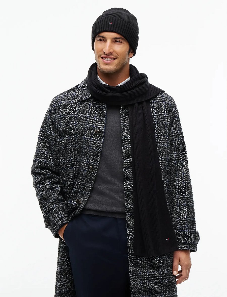 Tommy Hilfiger - TH FLAG BEANIE AND SCARF - talvesallid - black - 0