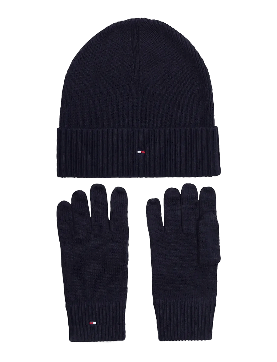 Tommy Hilfiger - TH FLAG BEANIE AND GLOVES - space blue - 1