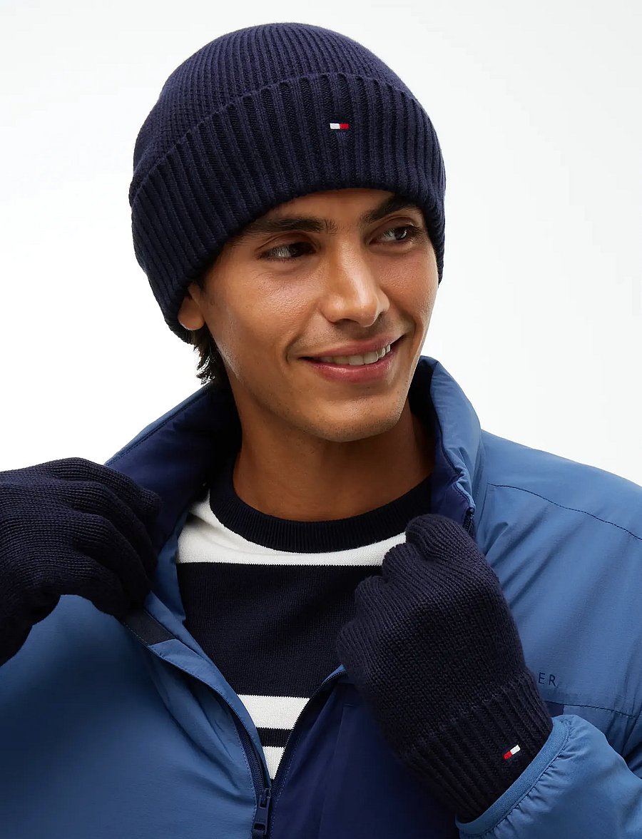 Tommy Hilfiger - TH FLAG BEANIE AND GLOVES - space blue - 0
