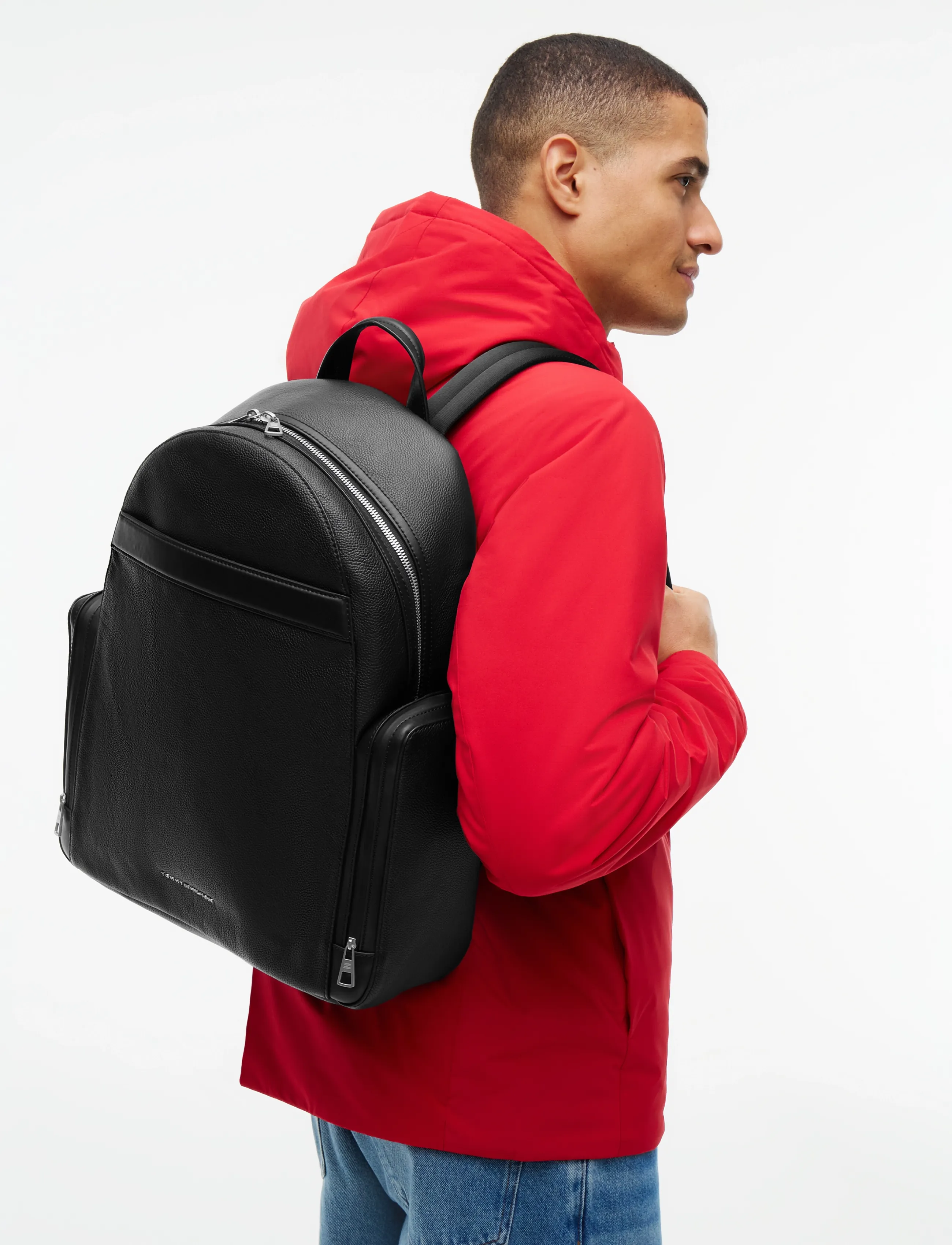 Tommy Hilfiger TH BUSINESS LEATHER BACKPACK - Preppy - BLACK / black