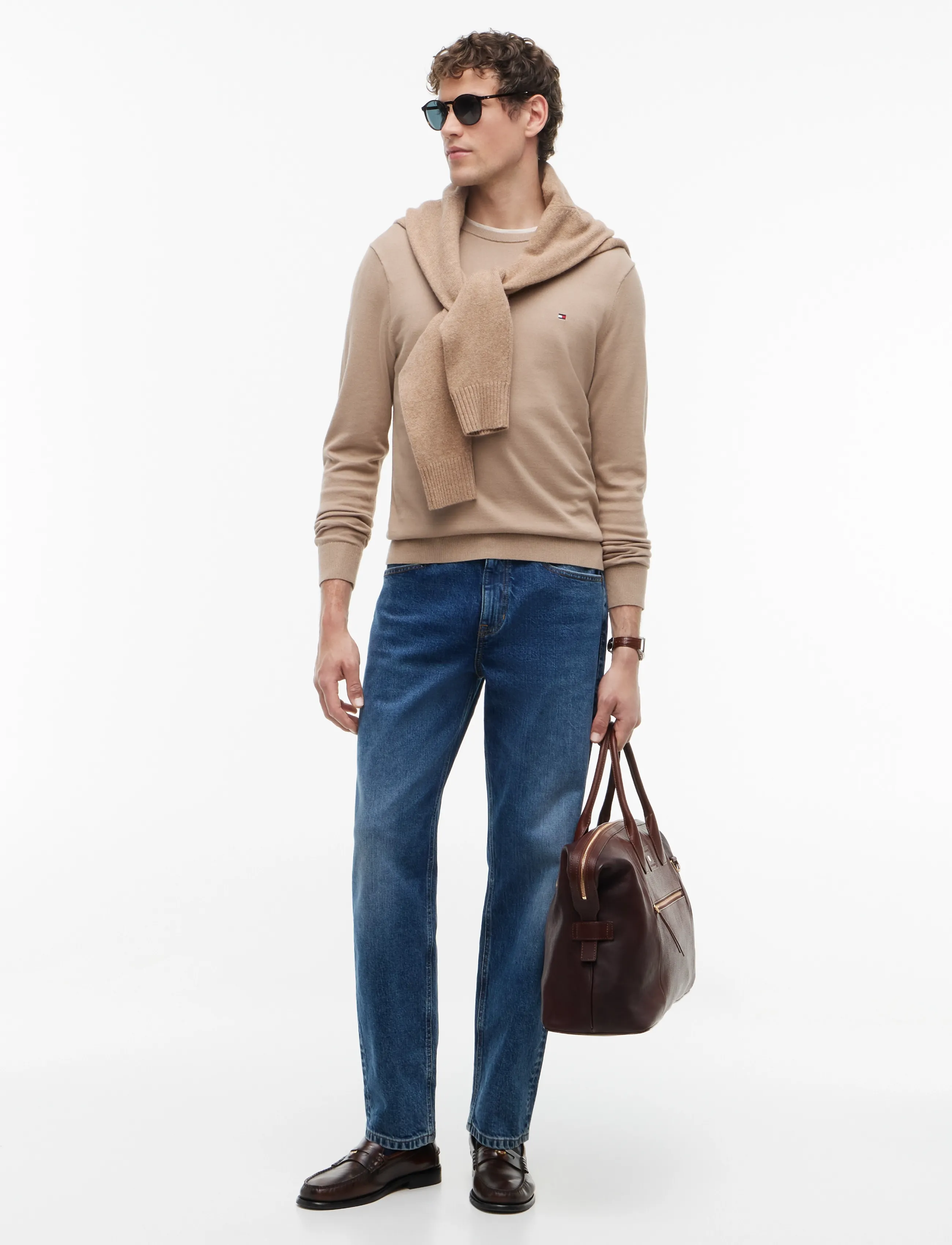 Tommy Hilfiger Th Casual Leather Duffle, One Size, Weekend Bags, Braun - Duffel Männerswear