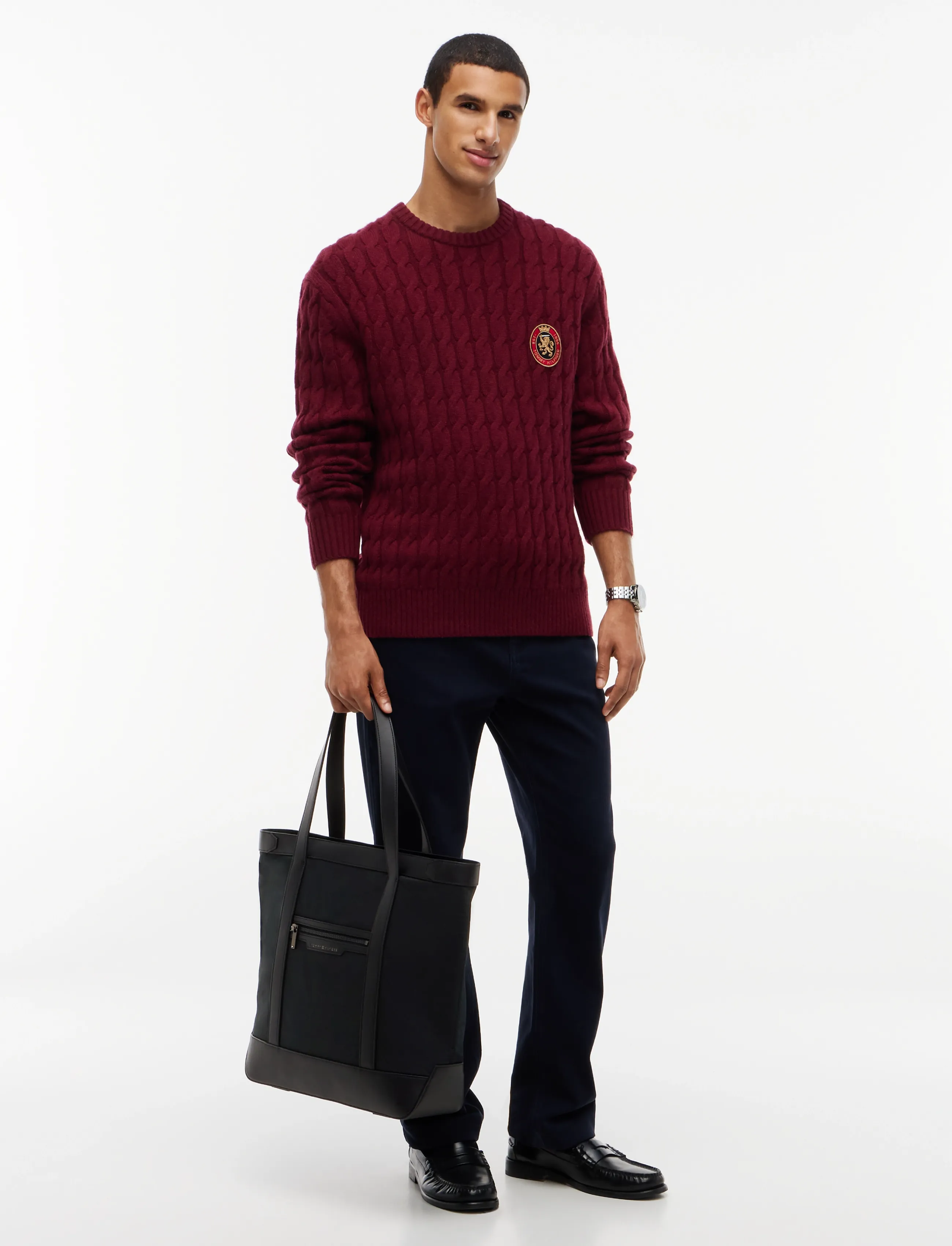Tommy Hilfiger TH NYLON TOTE - Preppy - BLACK / black