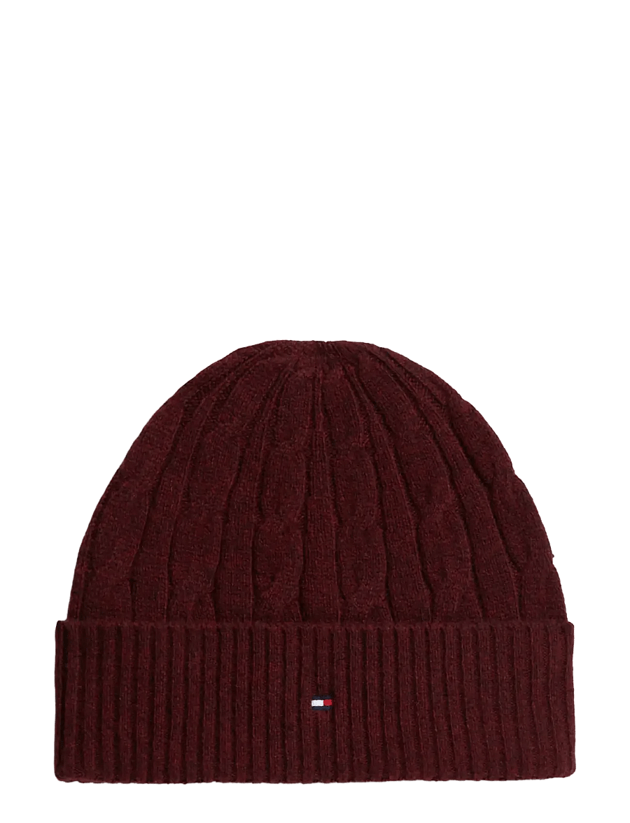 Tommy Hilfiger - TH FLAG CABLE BEANIE - osta olukorra järgi - deep burgundy - 0