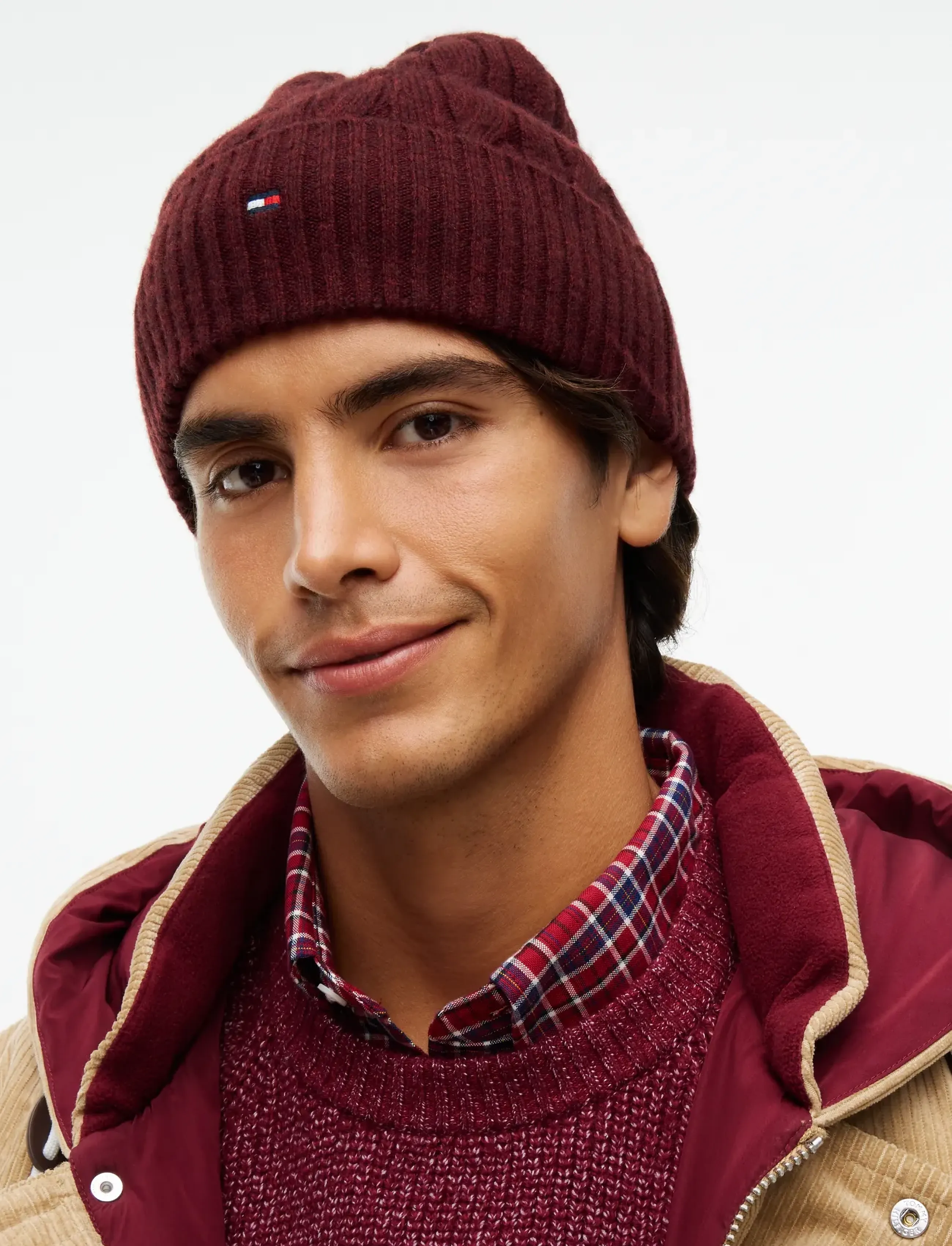 Tommy Hilfiger - TH FLAG CABLE BEANIE - osta olukorra järgi - deep burgundy - 2