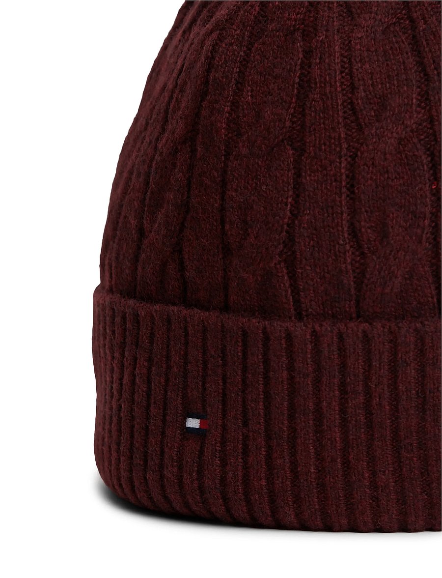 Tommy Hilfiger - TH FLAG CABLE BEANIE - osta olukorra järgi - deep burgundy - 3