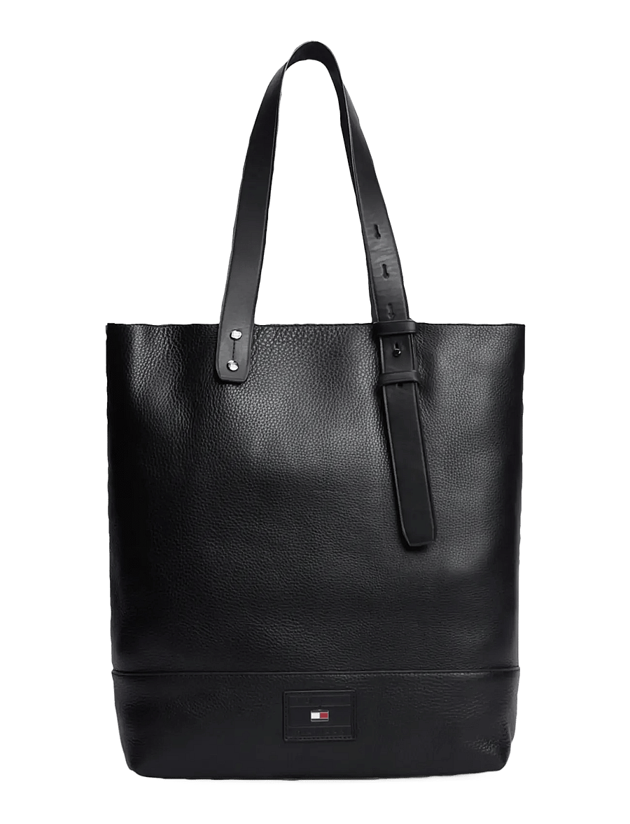 Tommy Hilfiger - RWB STRIPE LEATHER TOTE - black - 1