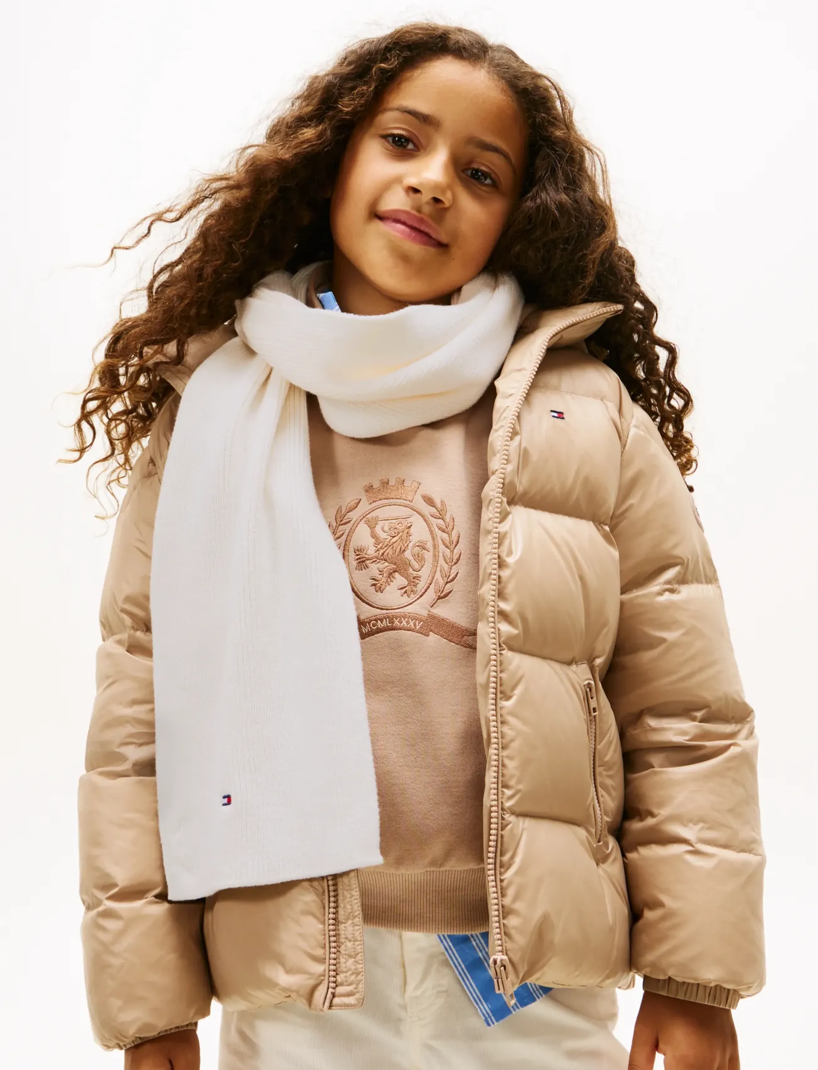 Tommy Hilfiger Small Flag Scarf, One Size, Scarves & Neckwarmers, Creme - Scarves, Kinder