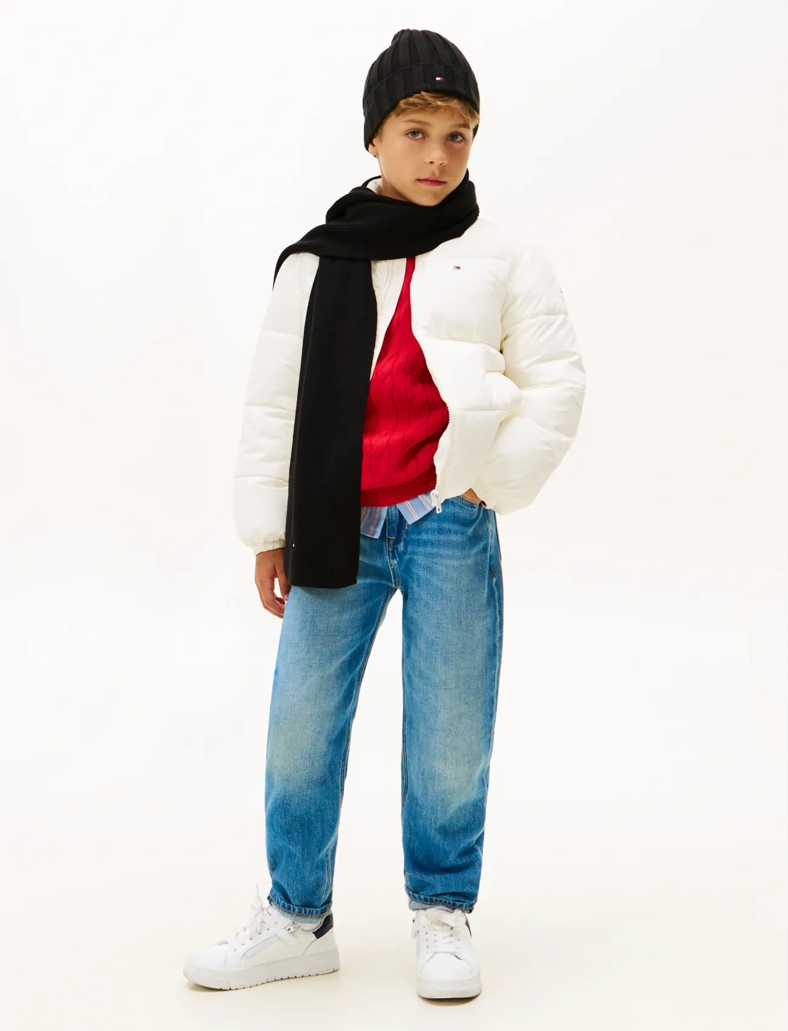 Tommy Hilfiger Small Flag Scarf, One Size, Scarves & Neckwarmers, Schwarz - Scarves, Kinder