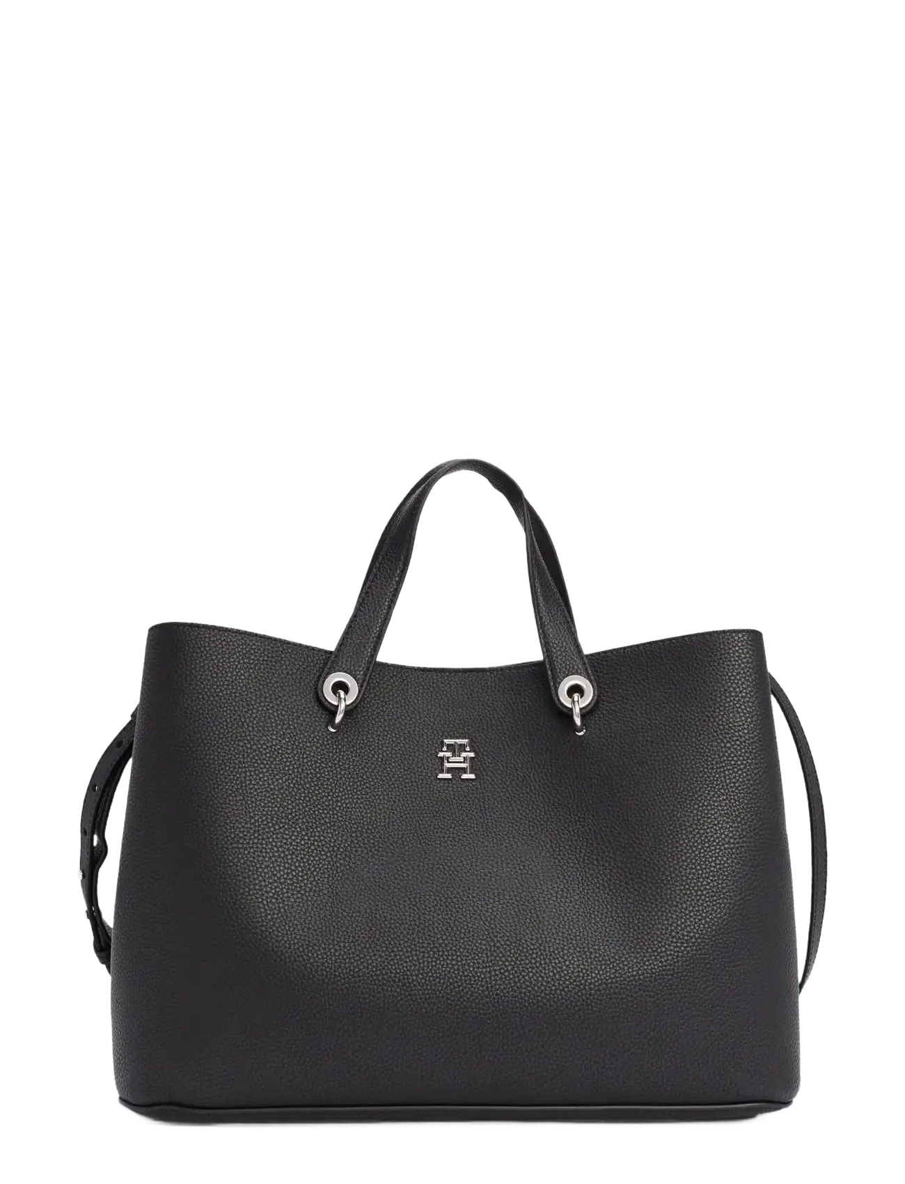 Tommy Hilfiger TH EMBLEM SATCHEL - Handväskor - BLACK / black