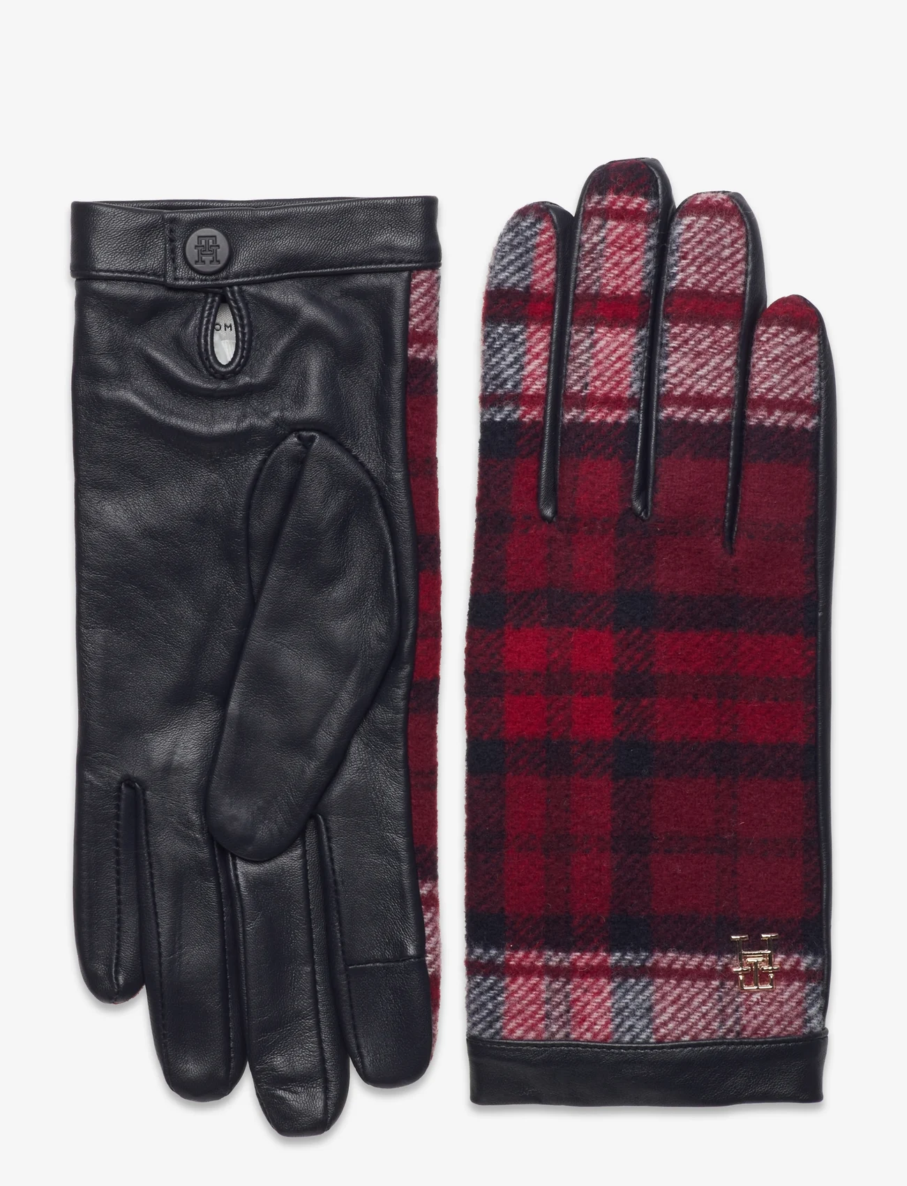 Tommy Hilfiger - TOMMY CHECK LEATHER GLOVES - gimtadienio dovanos - space blue - 0
