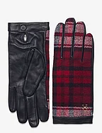 TOMMY CHECK LEATHER GLOVES - SPACE BLUE
