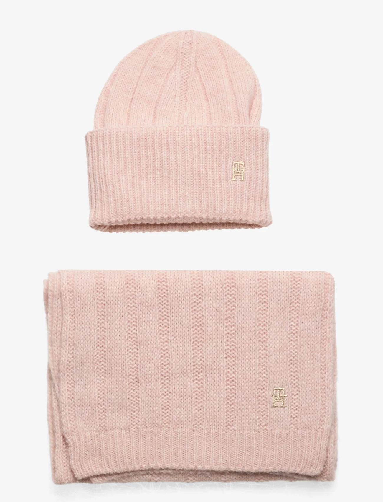 Tommy Hilfiger - GP TH TIMELESS BEANIE + SCARF - winter scarves - sepia pink - 0