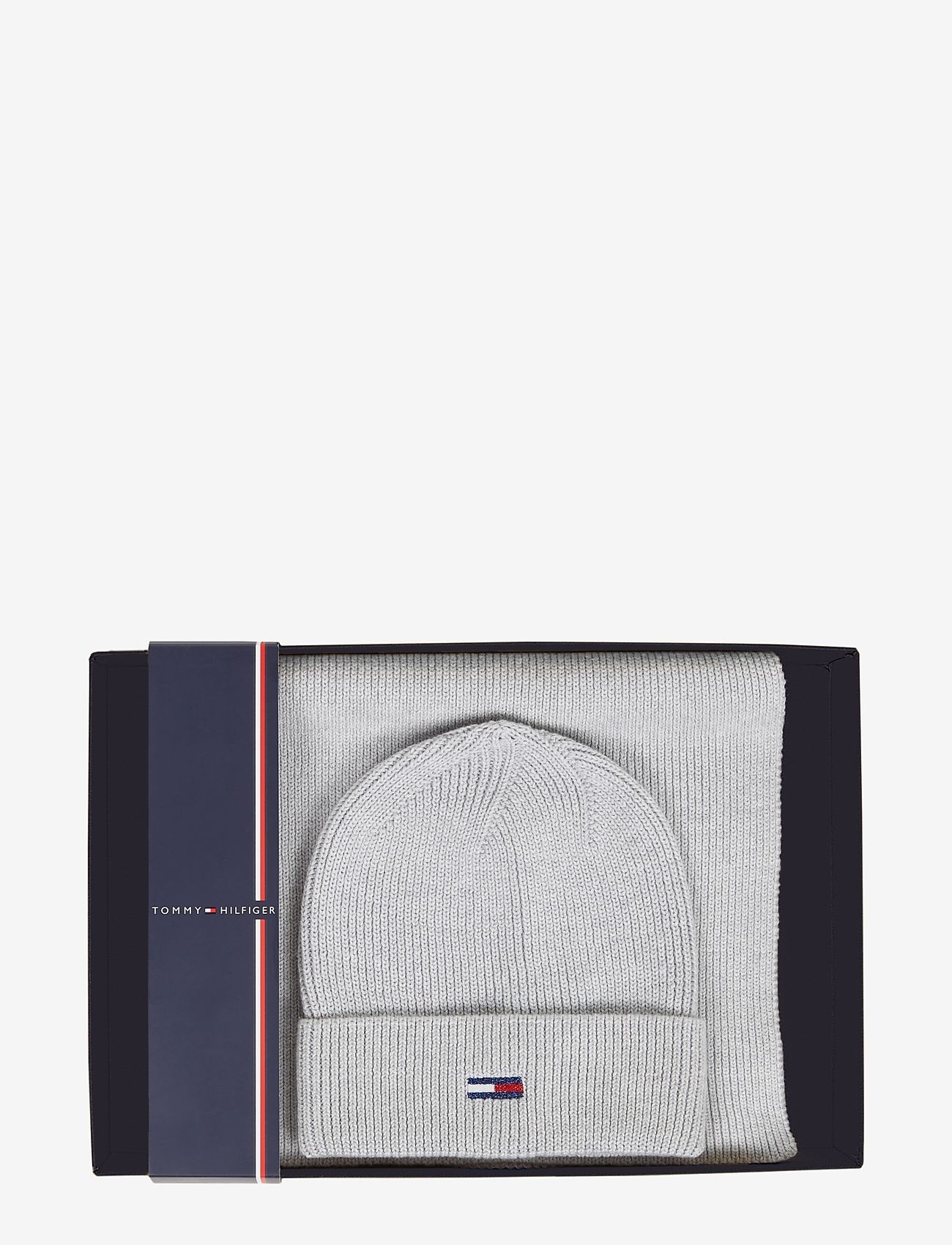 Tommy Hilfiger - TJW FLAG BEANIE AND SCARF - mützen - silver grey - 0