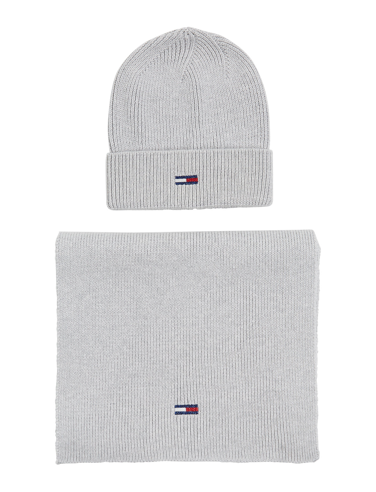 Tommy Hilfiger - TJW FLAG BEANIE AND SCARF - pipot - silver grey - 1