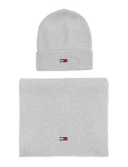 Tommy Hilfiger - TJW FLAG BEANIE AND SCARF - pipot - silver grey - 1
