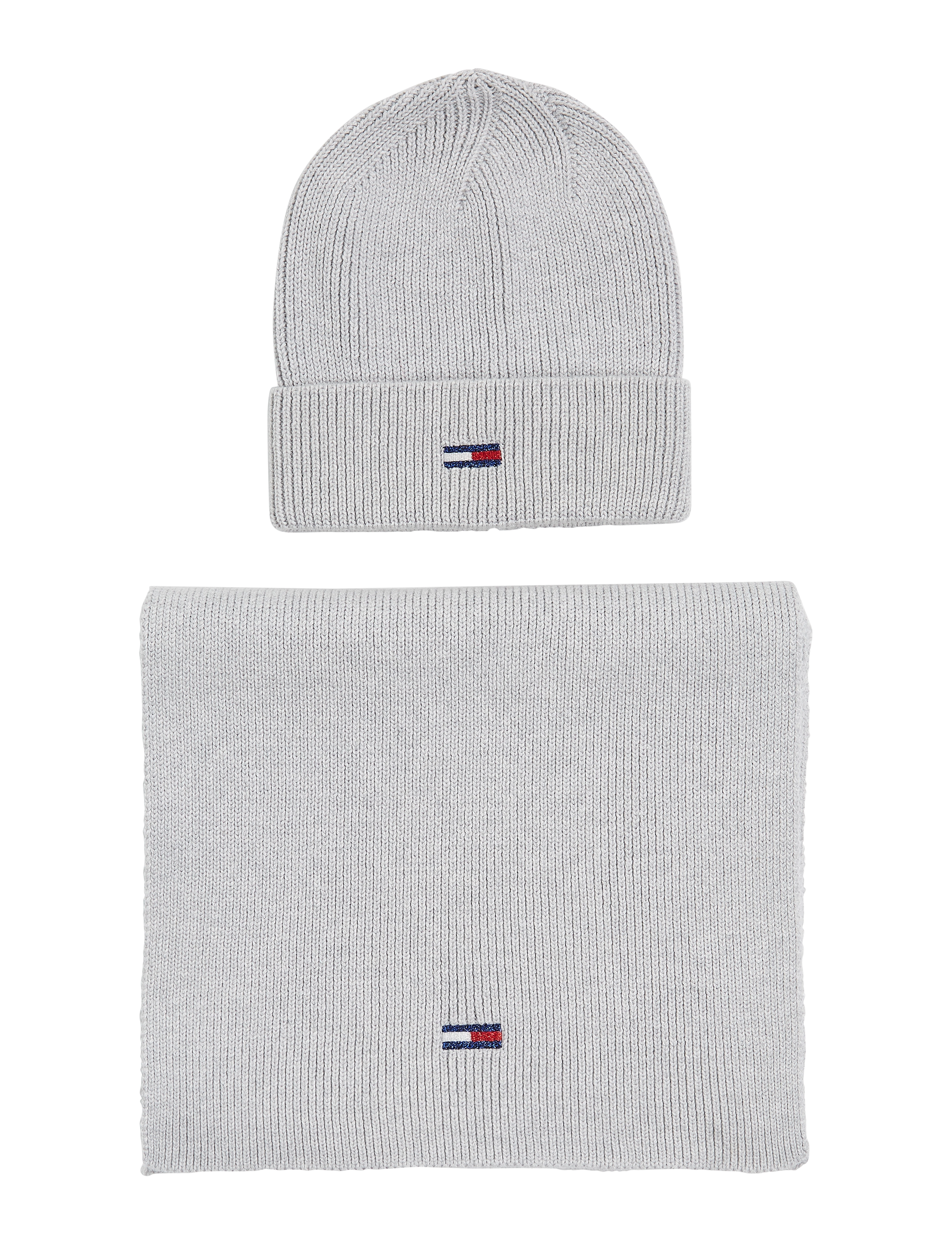 Tommy Hilfiger - TJW FLAG BEANIE AND SCARF - silver grey - 1