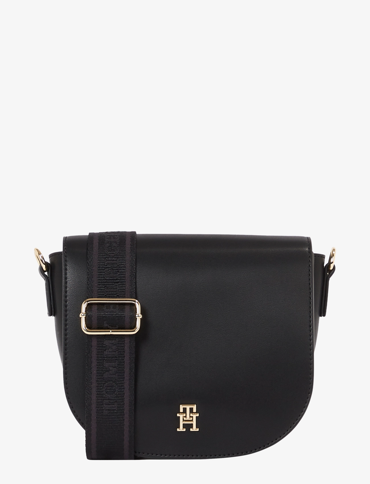 Tommy Hilfiger TH LOGOTAPE SADDLE BAG - Tasker - BLACK / black