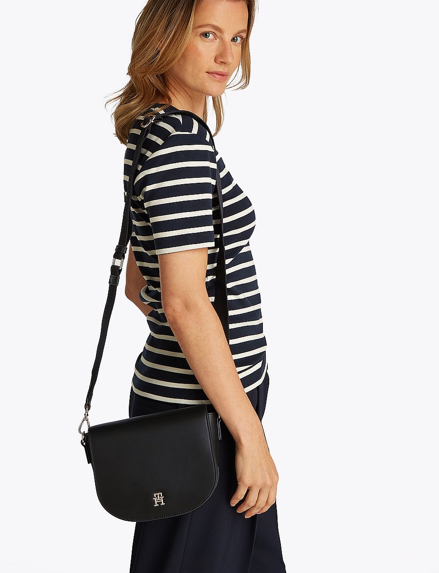Tommy Hilfiger - TH LOGOTAPE SADDLE BAG - black - 0