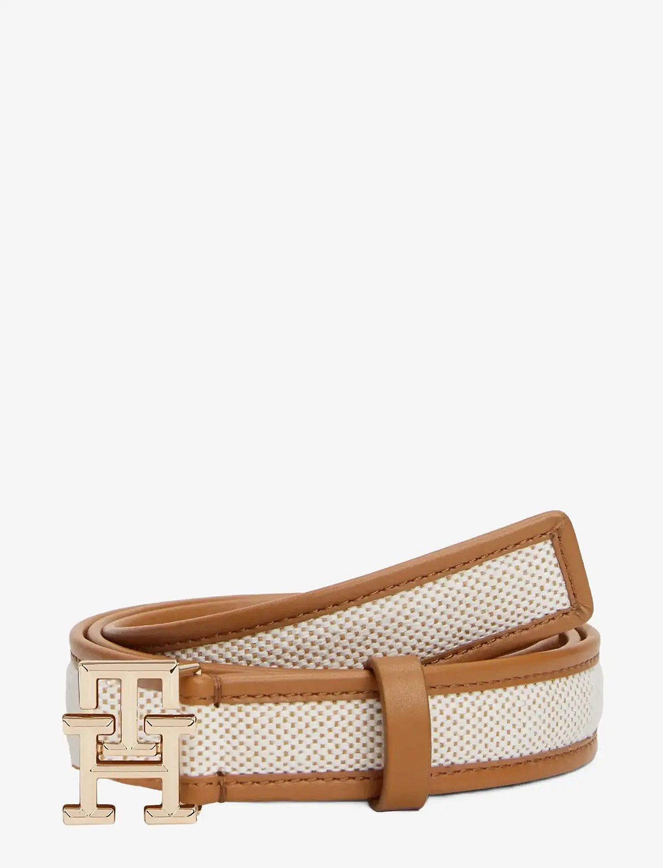 Tommy Hilfiger - TH LOGO 2.5 CANVAS - læderbælter - cognac - 0