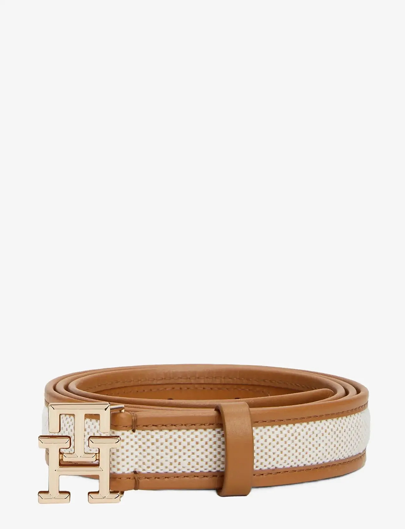 Tommy Hilfiger - TH LOGO 2.5 CANVAS - læderbælter - cognac - 1