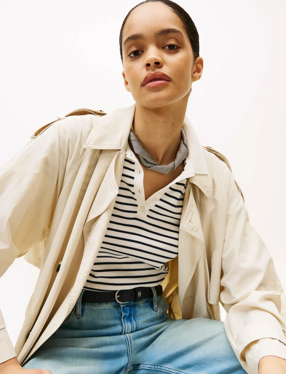 Tommy Hilfiger - TH ELEVATED FLAG SILK SQUARE - sjalar - ithica classic space blue - 0