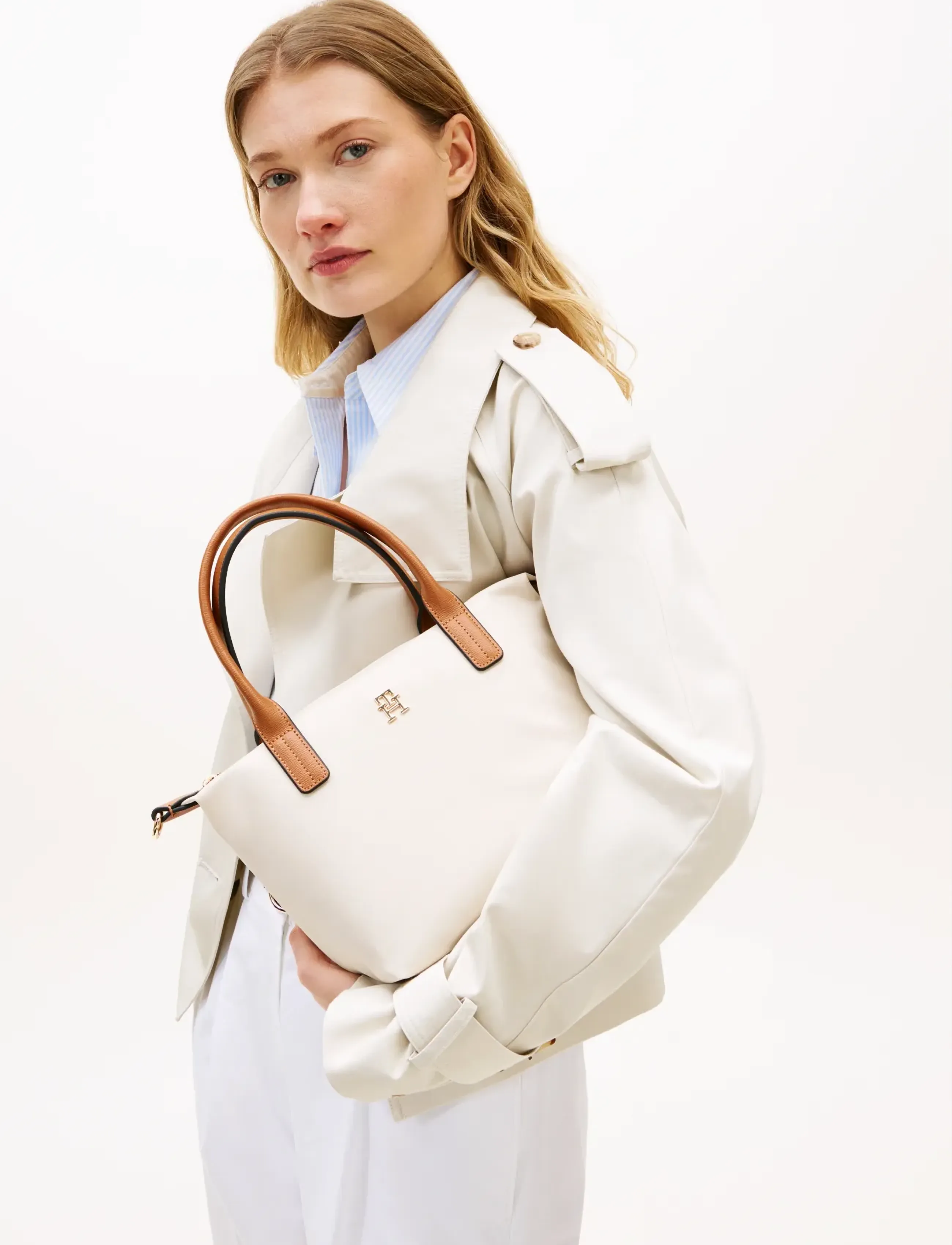 Tommy Hilfiger POPETTE MINI TOTE - Tommy Hilfiger - SOFT CREAM / white