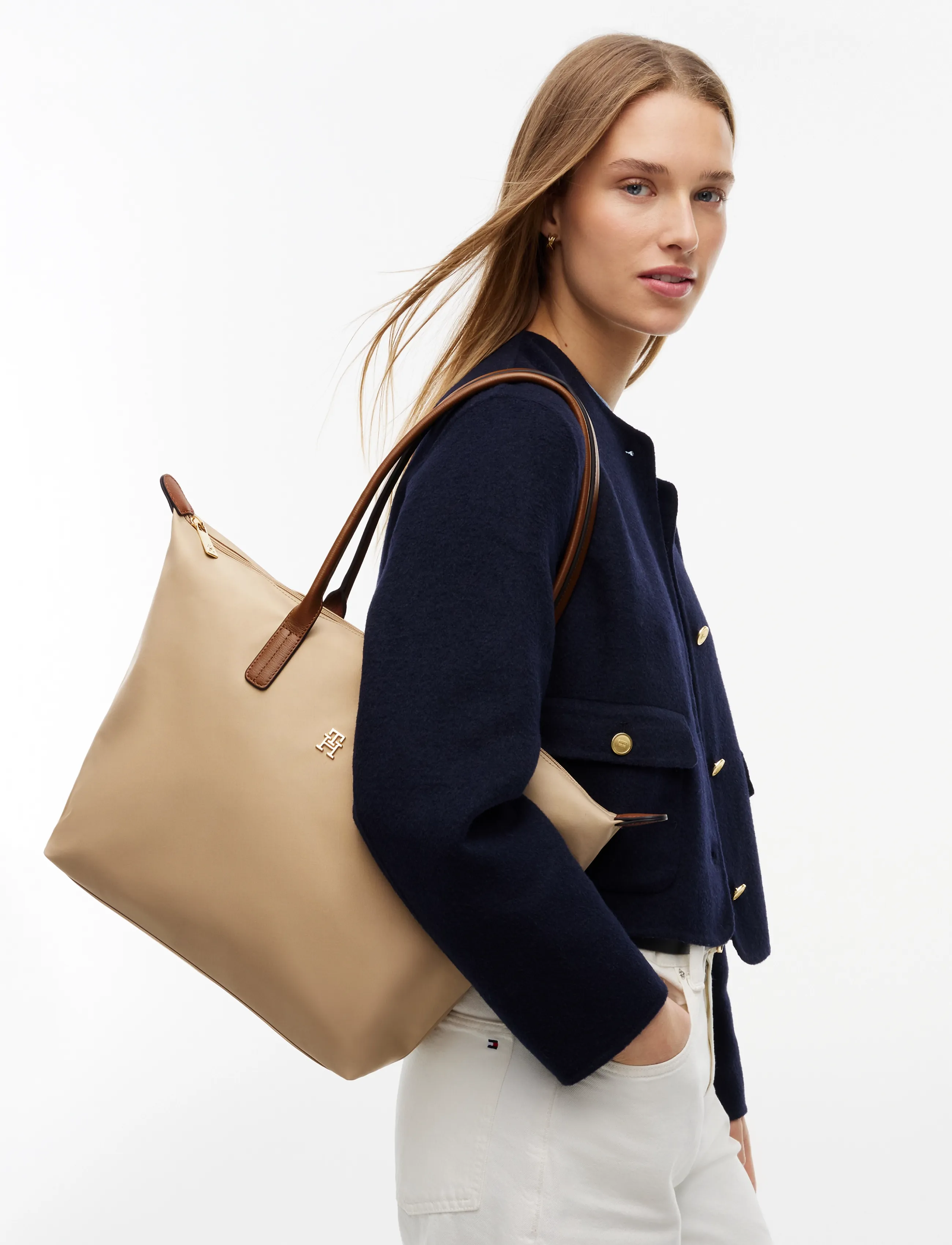 Tommy Hilfiger Popette Tote, Kvinder, Tote Taske, Beige, Str: ONE SIZE