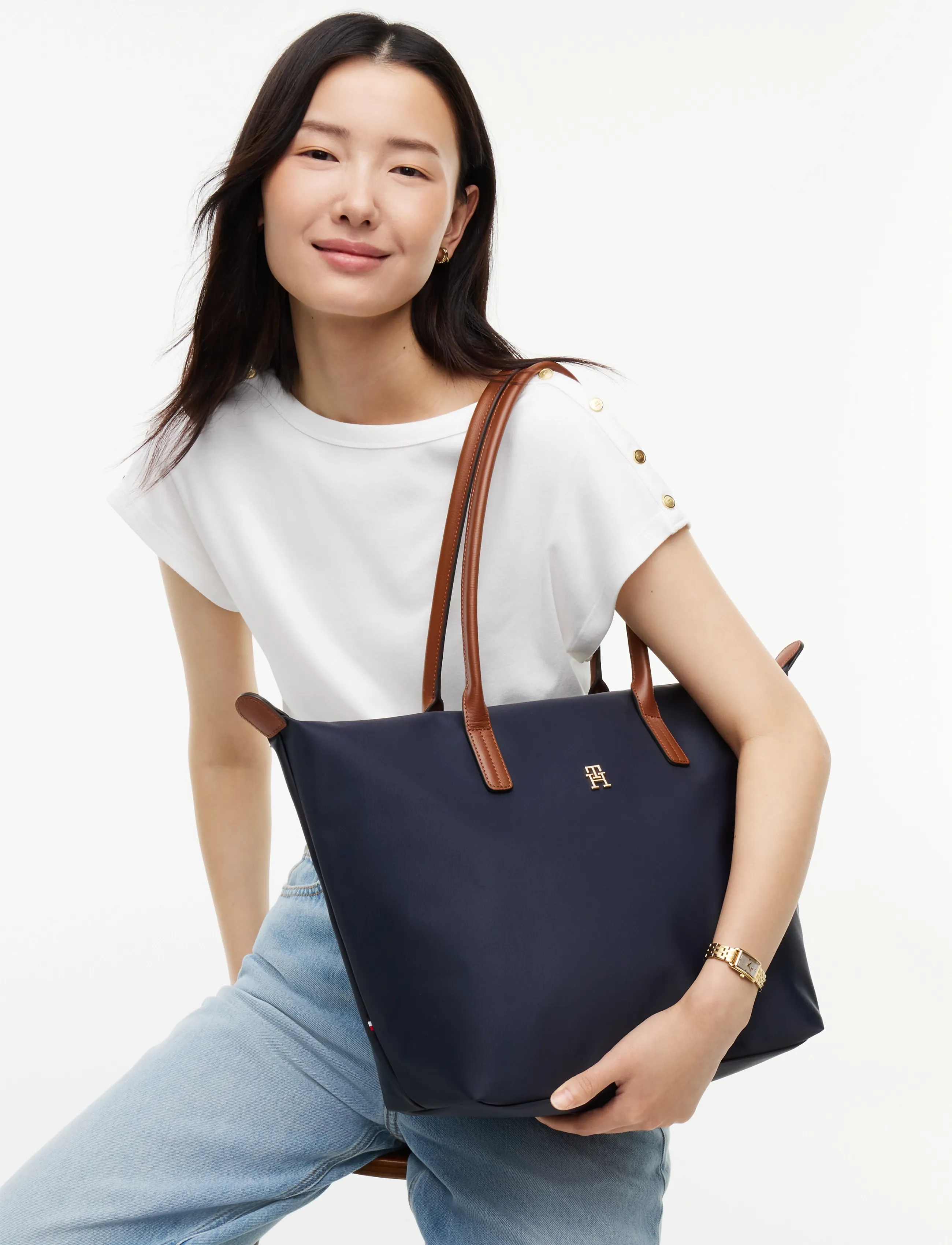 Tommy Hilfiger Popette Tote, One Size, Grey, Tasker > Shoppere, Dame