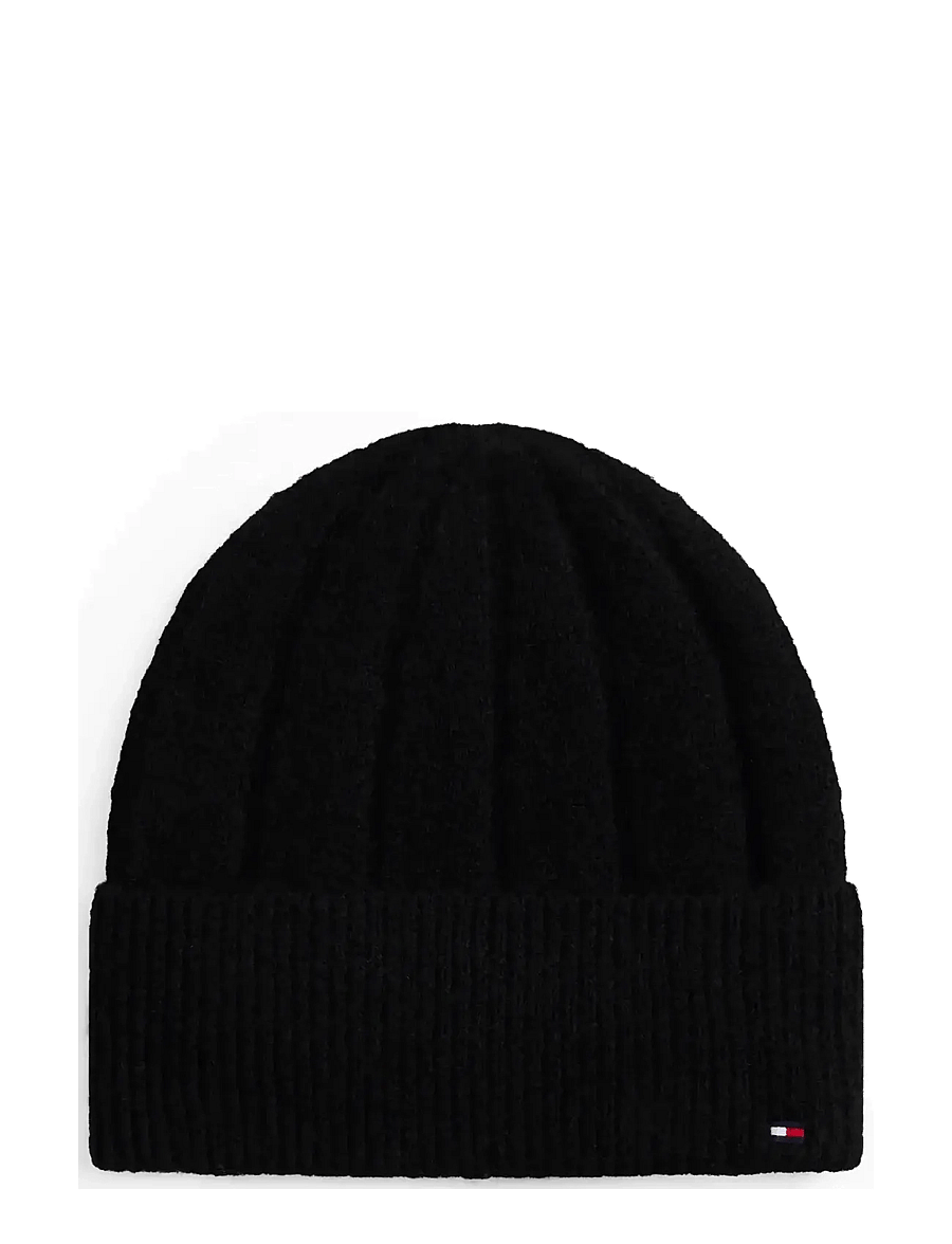 Tommy Hilfiger - TH FLAG FLUFFY BEANIE - beanies - black - 1