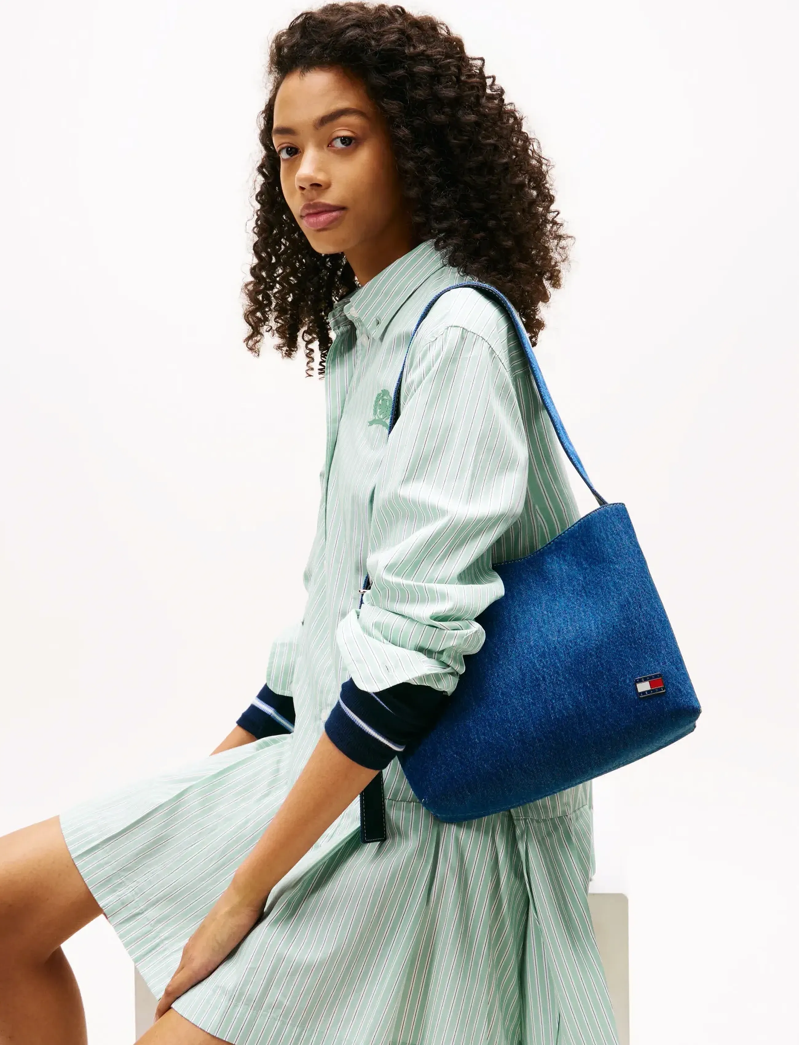 Tommy Hilfiger Tjw Cool Denim Hobo Bag, Kvinder, Denim Hobo Taske, Blå, Str: ONE SIZE