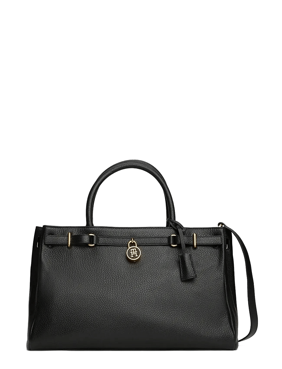 Tommy Hilfiger - AMERICAN ICON TOTE LEATHER - umhängetaschen - black - 1