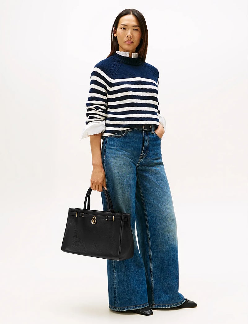 Tommy Hilfiger - AMERICAN ICON TOTE LEATHER - erilised sündmused - black - 0