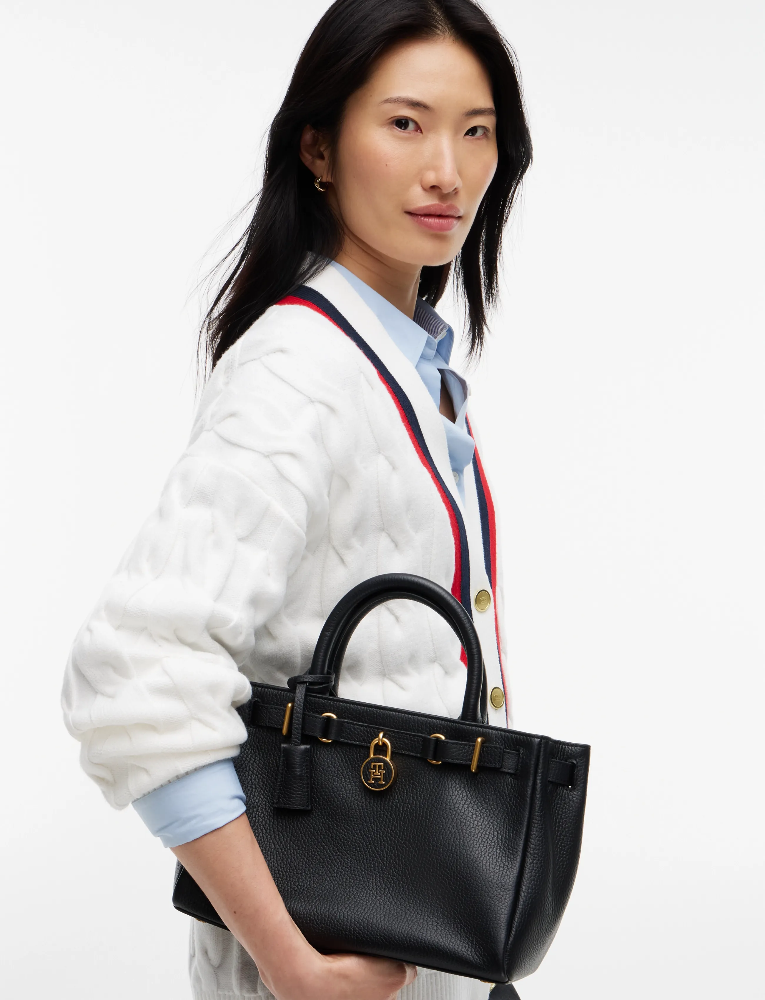 Tommy Hilfiger AMERICAN ICON MINI TOTE LEATHER - Bags - BLACK / black