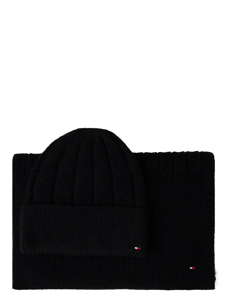 Tommy Hilfiger - TH FLAG FLUFFY BEANIE & SCARF GP - winterschals - black - 1