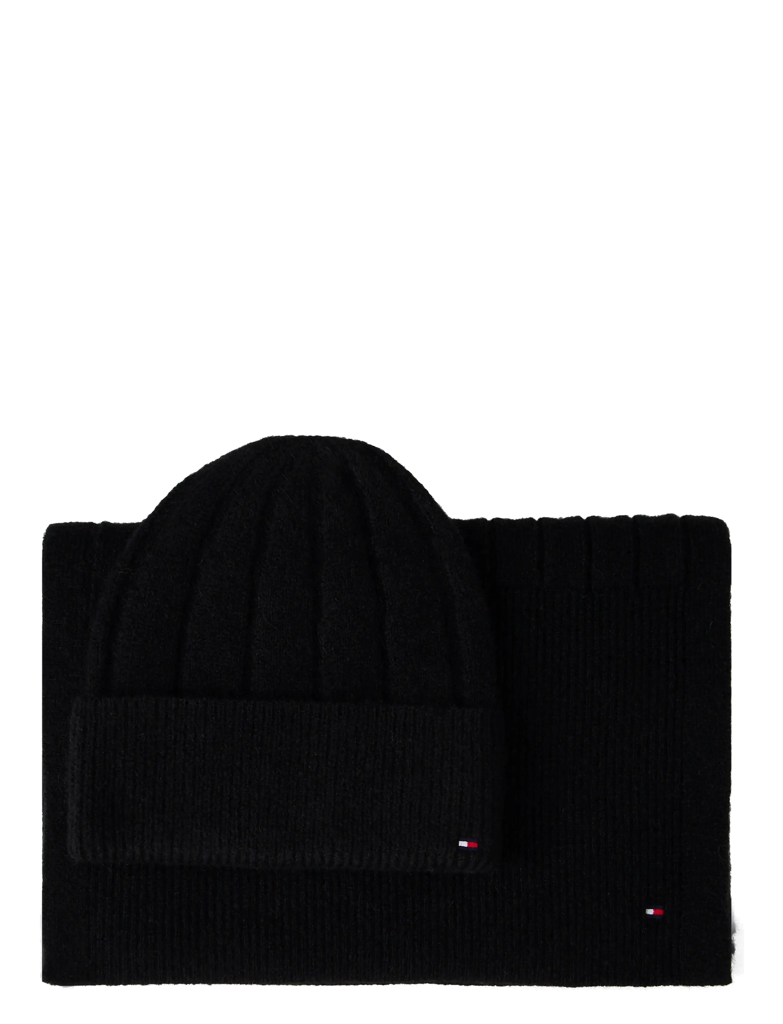 Tommy Hilfiger TH FLAG FLUFFY BEANIE & SCARF GP - Mützen - BLACK / black
