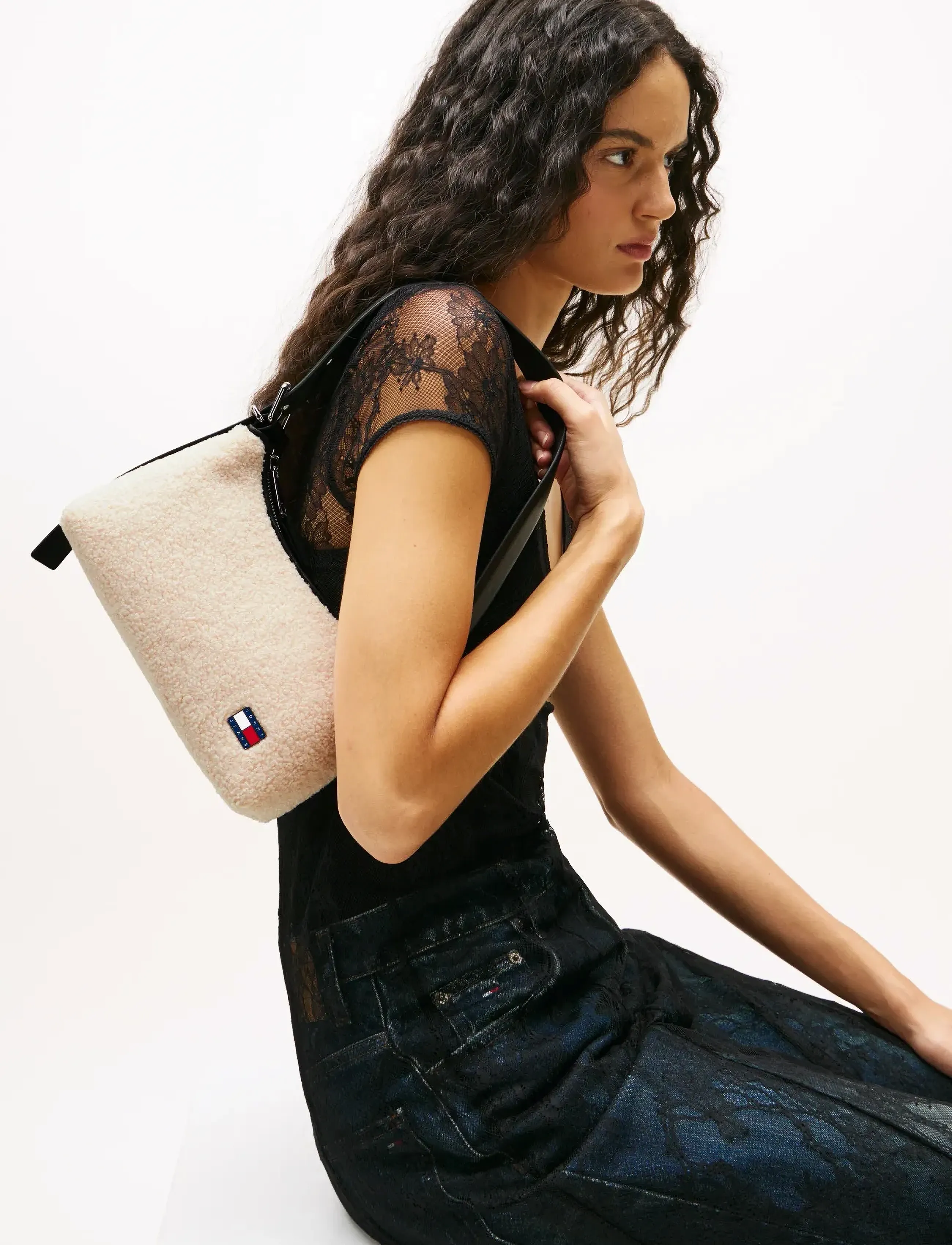Tommy Hilfiger Tjw Cool Sherpa Shoulder Bag, Kvinder, Sherpa Skuldertaske, Cream, Str: ONE SIZE
