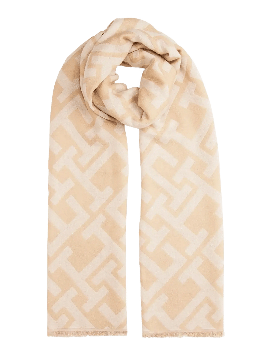 Tommy Hilfiger - TH MONOGRAM HEAVY SCARF - halsdukar - clayed pebble soft cream - 1