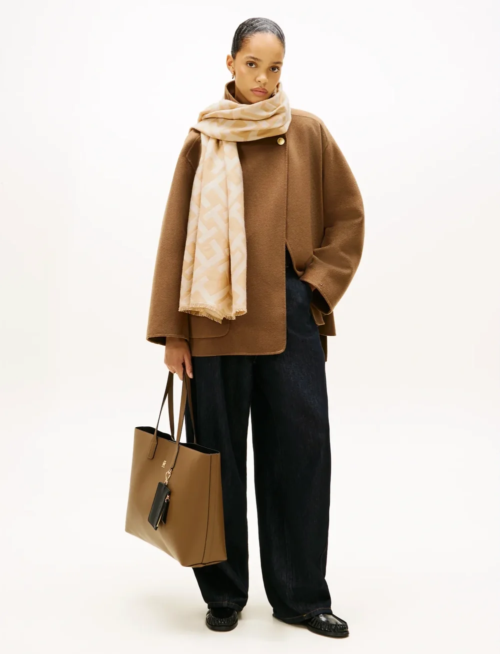 Tommy Hilfiger - TH MONOGRAM HEAVY SCARF - halsdukar - clayed pebble soft cream - 0