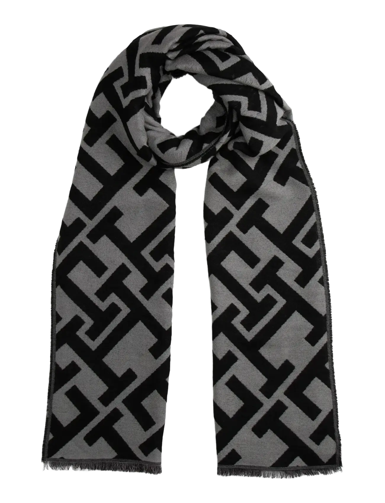 Tommy Hilfiger TH MONOGRAM HEAVY SCARF - Transitional Layering - BLACK  UNIVERSAL GREY / grey