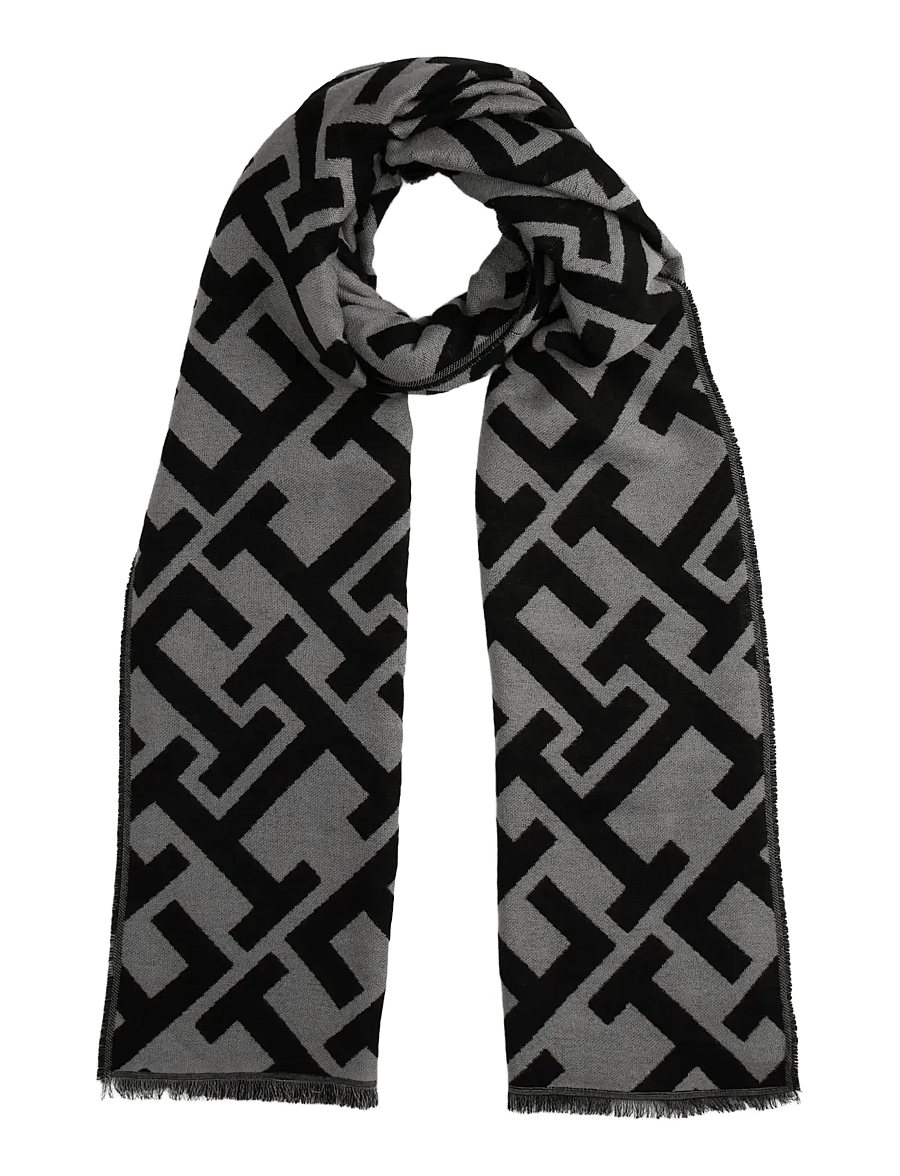 Tommy Hilfiger - TH MONOGRAM HEAVY SCARF - halsdukar - black universal grey - 1