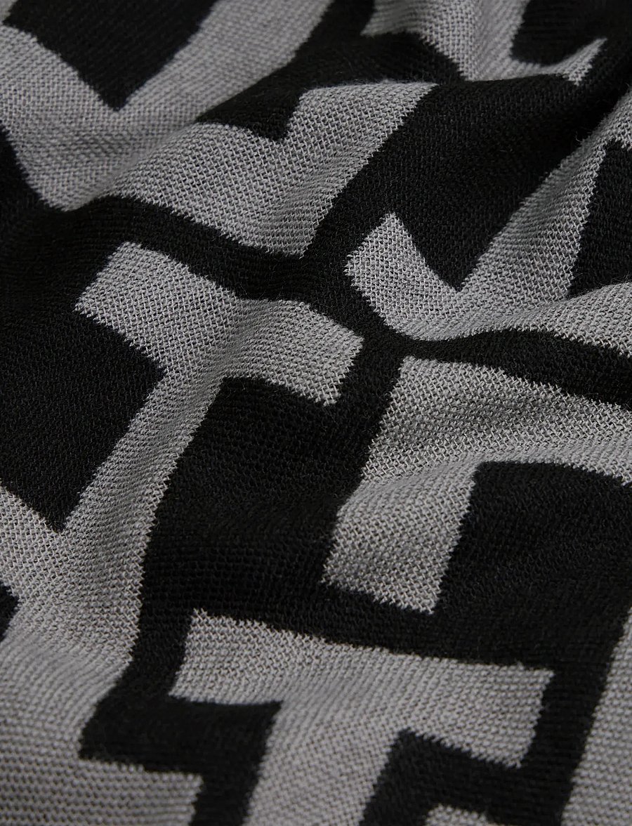Tommy Hilfiger - TH MONOGRAM HEAVY SCARF - halsdukar - black universal grey - 3