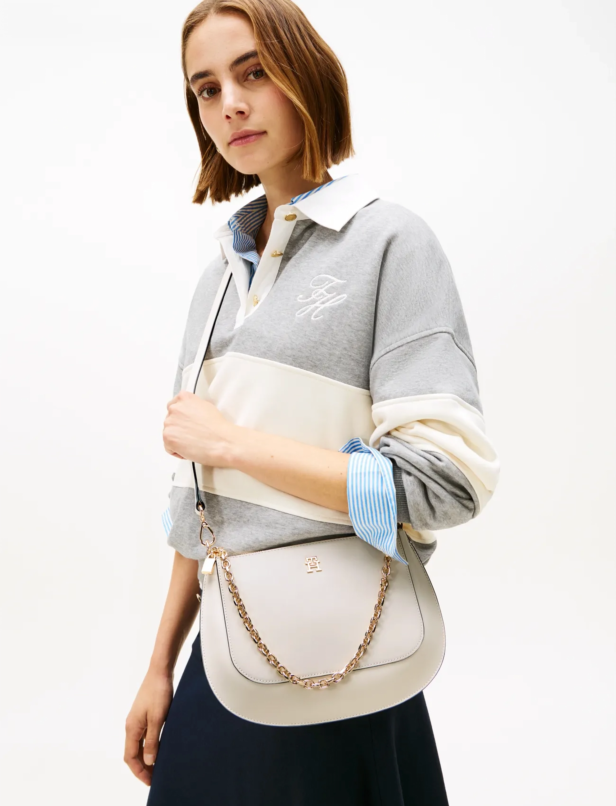 Tommy Hilfiger TH GLAM MINI CHAIN CROSSOVER - Bags - SOFT CREAM / cream