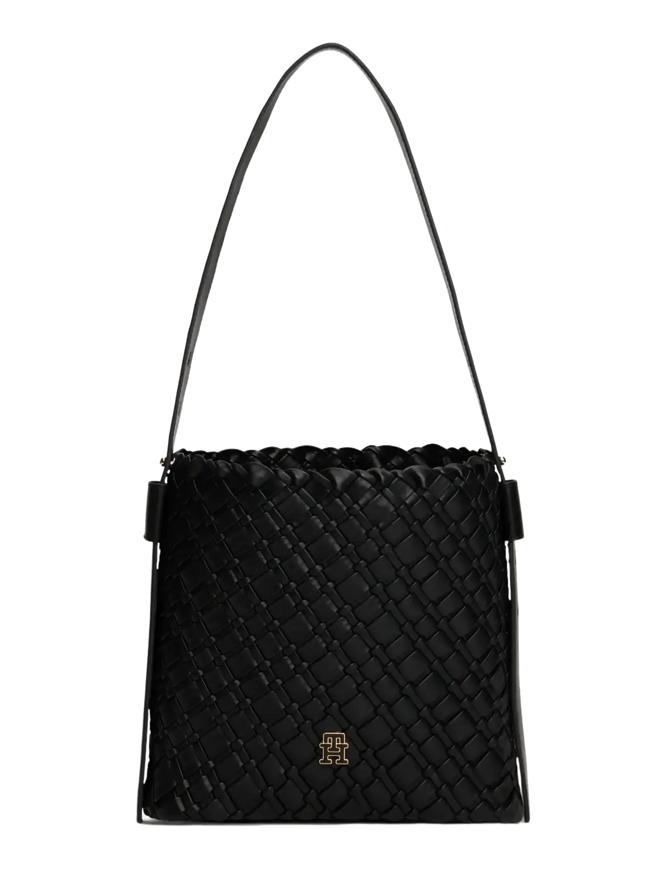 TH BRAIDED SHOULDER BAG - BLACK