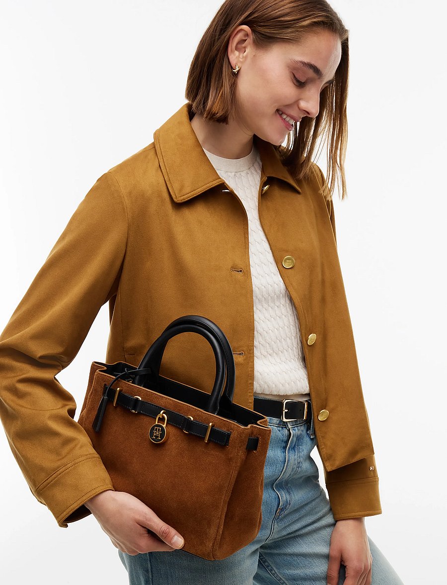 Tommy Hilfiger - AMERICAN ICON MINI TOTE SUEDE LE - erilised sündmused - cognac - 0